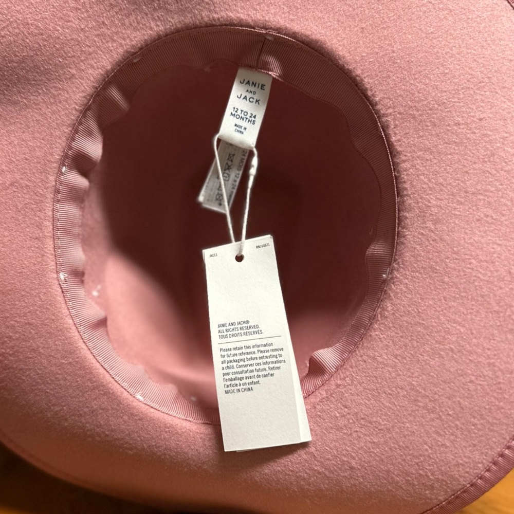 Janie and Jack Pink Floral Felt Hat 12-24 mths NWT - Picture 3 of 4